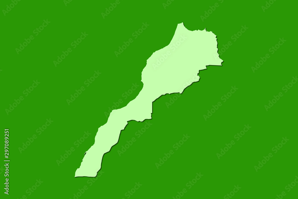 Fototapeta premium Morocco vector map with single land area using green color on dark background illustration