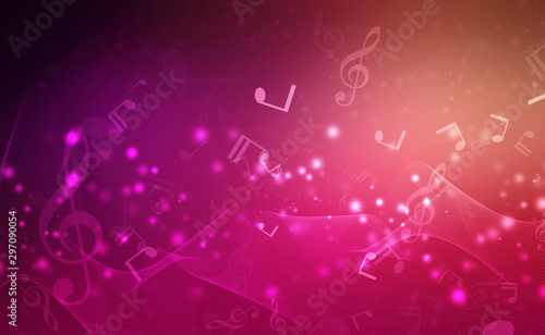 Abstract Colorful music background with notes, Music Party Background photo