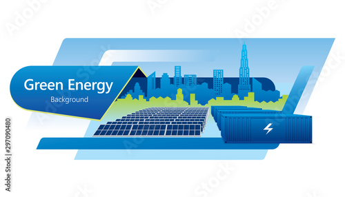 Vector illustration of green energy decorated with renewable sources . Ecology concept