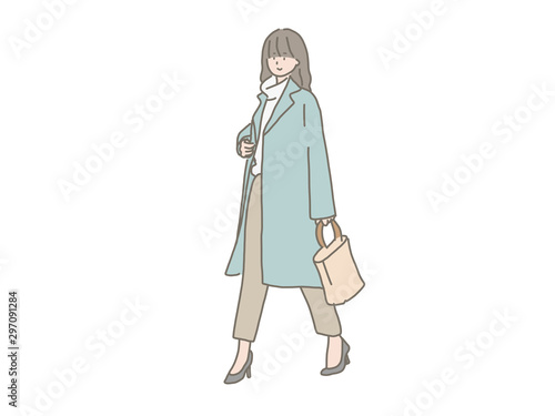 オフィスカジュアルの女性　パステルコーデ