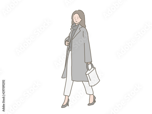 オフィスカジュアルの女性　モノトーンコーデ