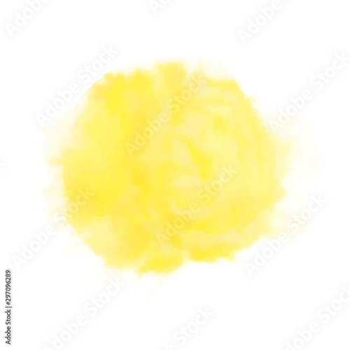 Vector yellow watercolor sun, isolated on white background. Illustration.