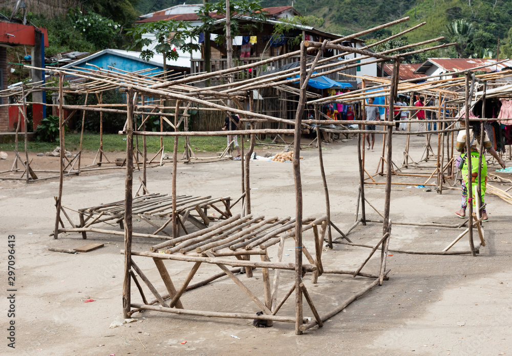 Ranomafana, Madagascar on july 28, 2019 - Sell stalls with local products at local colorful shops in, Ranomafana, Madagascar Ranomafana, Madagascar on july 28, 2019 - Sell stalls with local products at local colorful shops in, Ranomafana, Madagascar