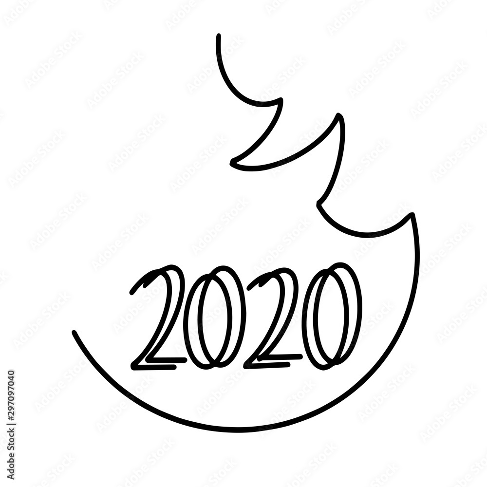 Fototapeta premium 2020 logo text design with new year tree. Cover of business diary for 2020. Brochure design template, card, banner. Vector illustration. Isolated New Year 2020 logo text design.
