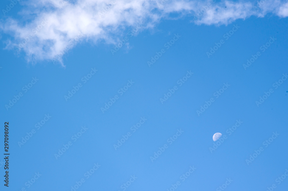 clouds, blue sky and Crescent moon in the morning clouds, blue sky and Crescent moon in the morning