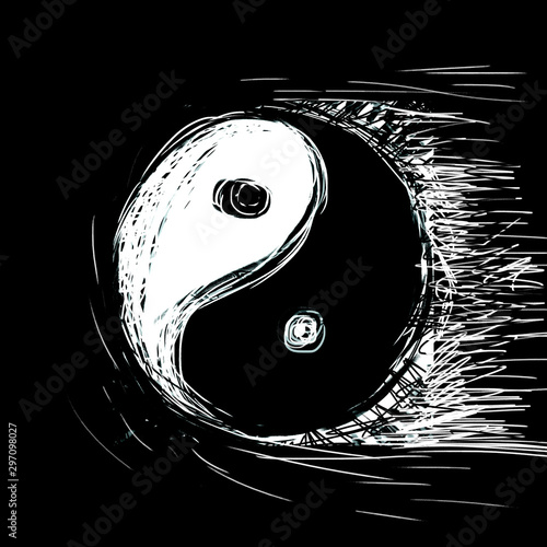 Yin and yang symbol, hand drawn illustration photo