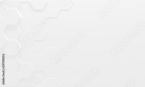 White Hexagon Background With Copy Space  3D Illustration 