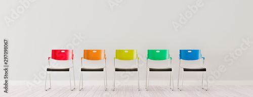 Tablou canvas Mock Up Room With Colorful Chairs 3d render 3d illustration