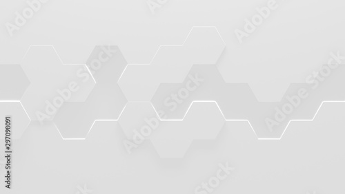 White Hexagon Background (3D Illustration)