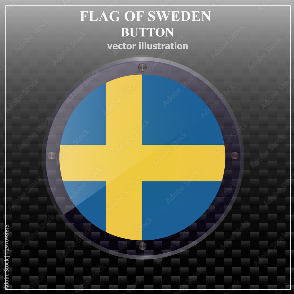 Bright transparent button with flag of Sweden. Happy Sweden day banner. Bright illustration with flag . Vector. Bright transparent button with flag of Sweden. Happy Sweden day banner. Bright illustration with flag . Vector.