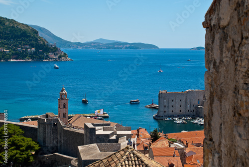 Dubrovnik, Croatia, aerial view of harbor and Dominican Monastery