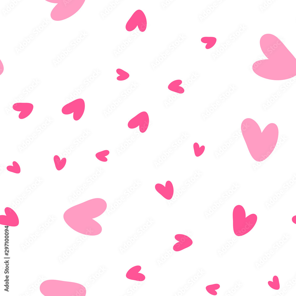 Pink hearts cute trendy seamless pattern. Applicable for paper or textile print, web and other backgrounds, Saint Valentine's day concepts, etc.