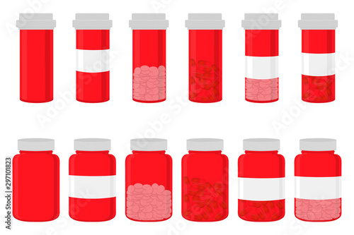 Illustration on theme big colored set different types of pills