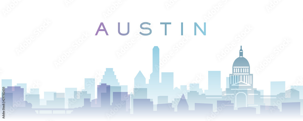 Austin Transparent Layers Gradient Landmarks Skyline