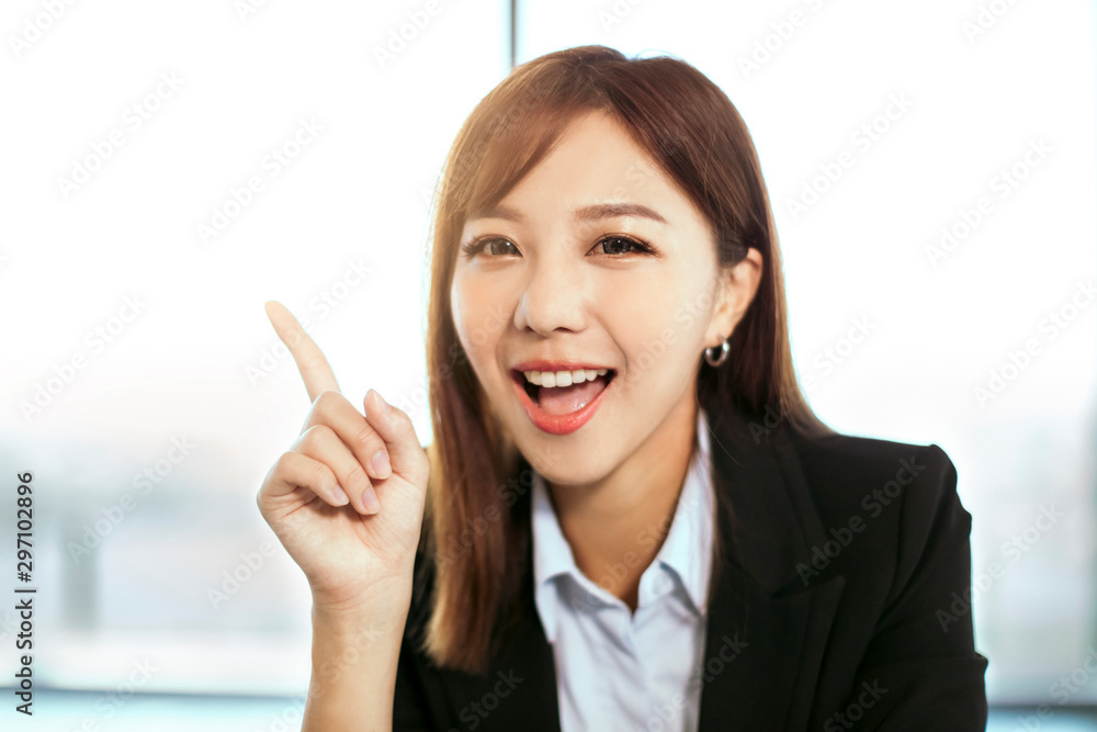 young beautiful business woman showing and pointing young beautiful business woman showing and pointing
