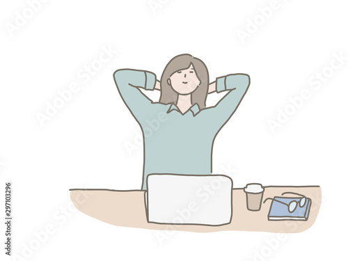 少し休憩する女性
