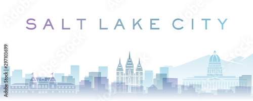 Salt Lake City Transparent Layers Gradient Landmarks Skyline