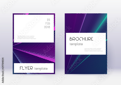 Stylish cover design template set. Neon abstract l