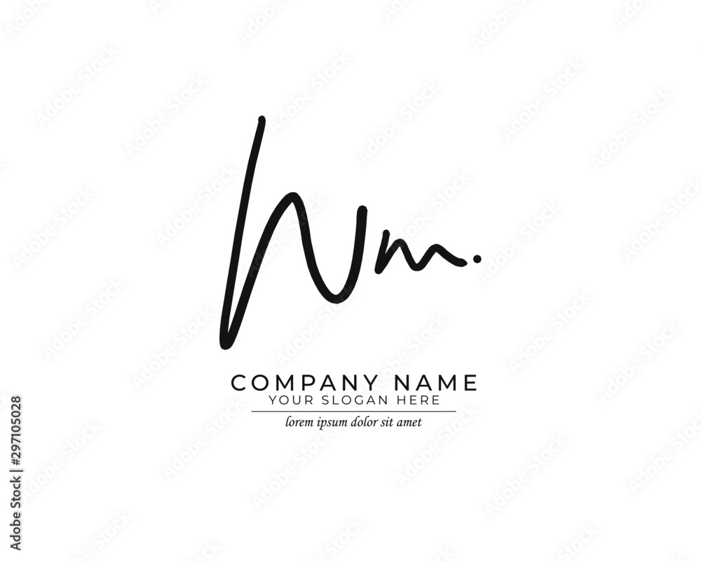 W M WM Initial handwriting logo design. Beautyful design handwritten
