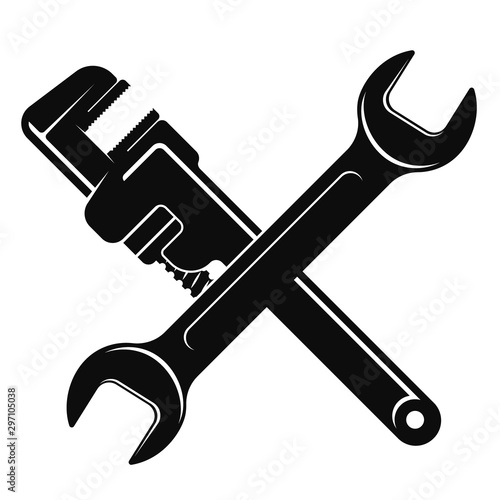 Wrench and gas wrench simple silhouette for repair