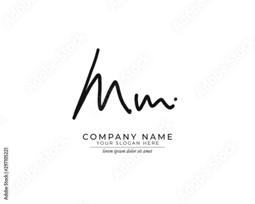 M MM Initial handwriting logo design. Beautyful design handwritten logo for fashion, team, wedding, luxury logo. photo