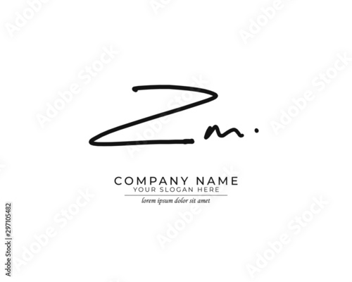 Z M ZM Initial handwriting logo design. Beautyful design handwritten logo for fashion, team, wedding, luxury logo.