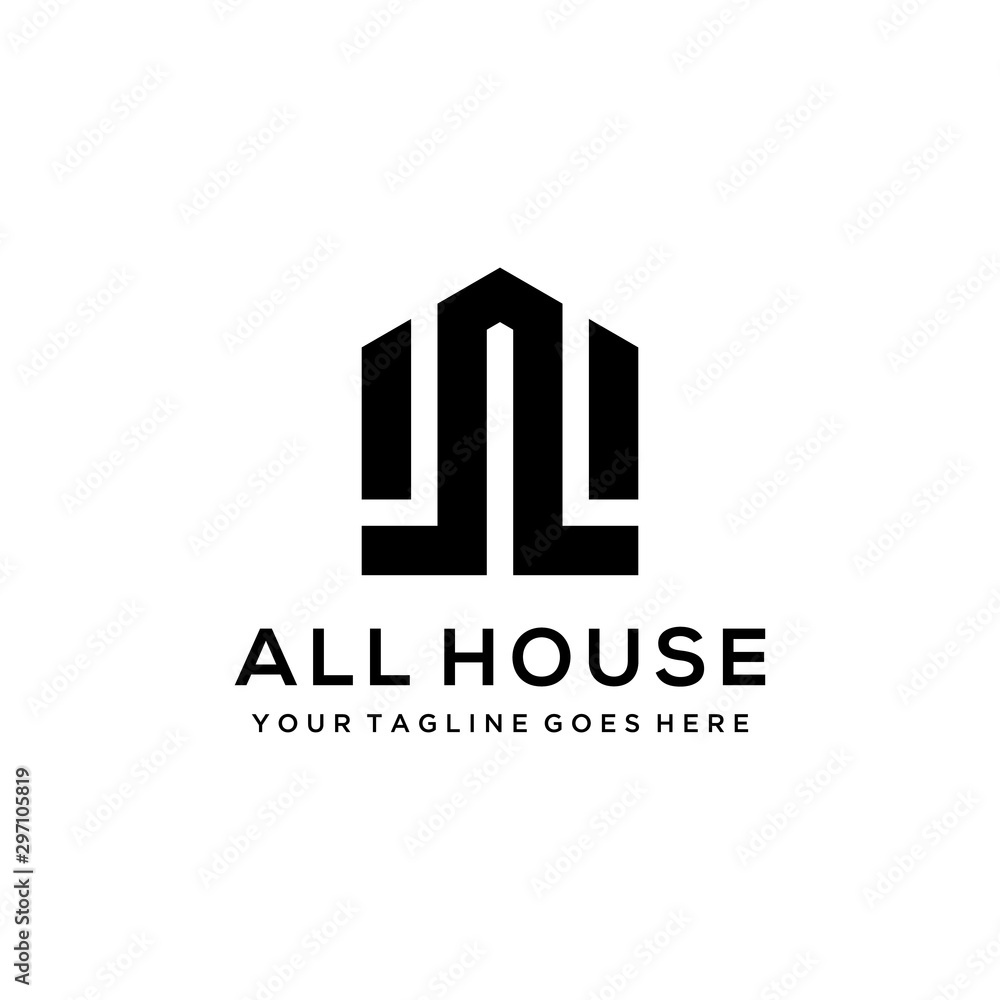 Illustration Modern Real Estate Property Construction with initial A logo design