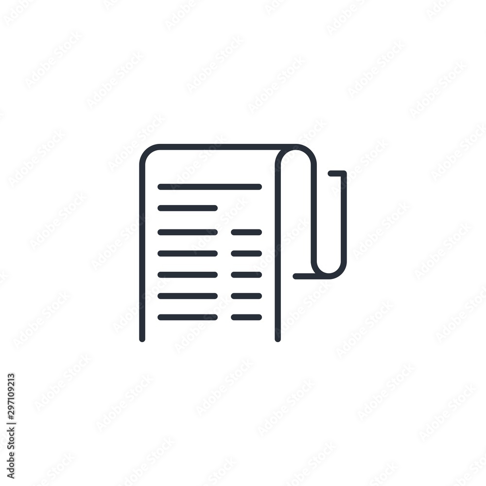 A long document. Report.Vector linear icon on a white background. A long document. Report.Vector linear icon on a white background.