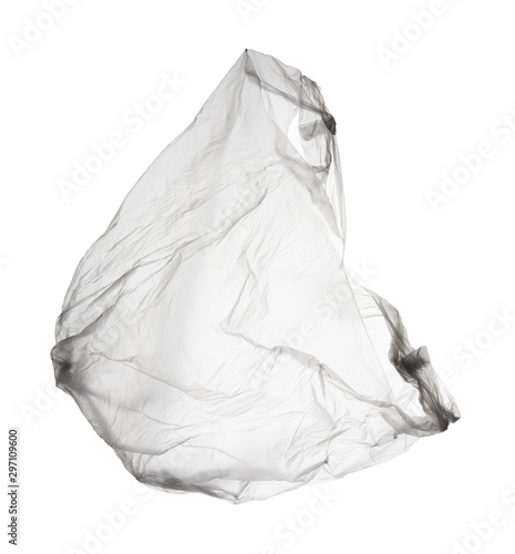 Obraz na płótnie flying transparent used polyethylene bag isolated on white background w salonie