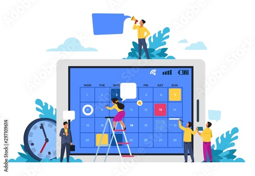 Schedule concept. Business calendar with agenda, entrepreneurship planning, time management for students education. Vector isolated image digital organizer for events scheduling working person