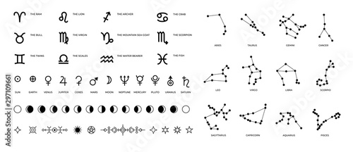 Billede på lærred Zodiac signs and constellations