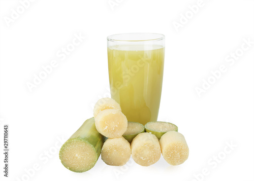 Sugar cane juice isolated on white background. This has clipping path. photo