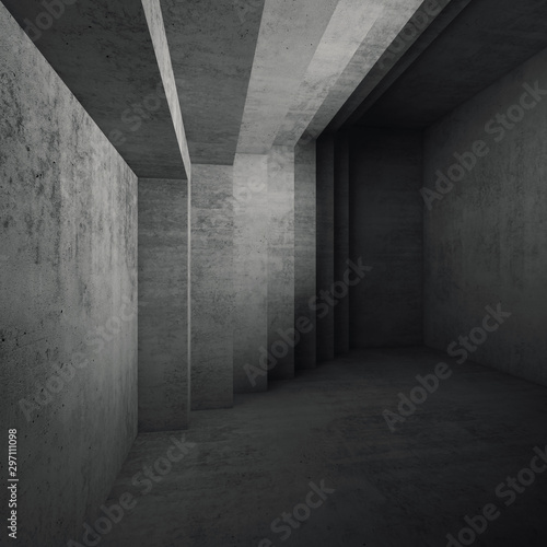 Abstract empty concrete interior  square 3d