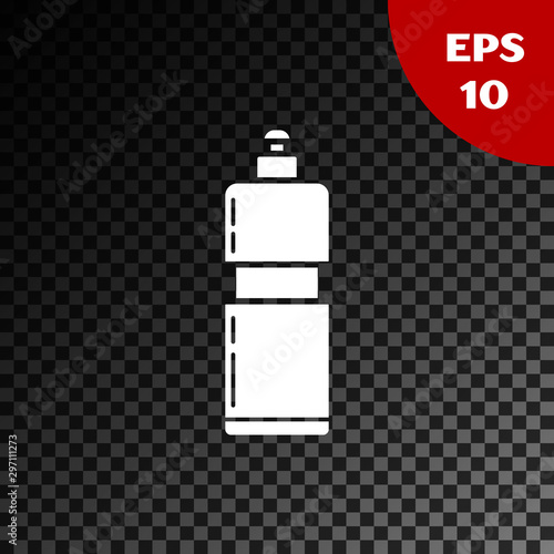 White Plastic bottle for liquid laundry detergent, bleach, dishwashing liquid or another cleaning agent icon isolated on transparent dark background. Vector Illustration