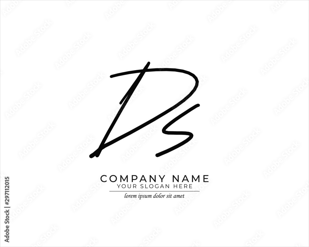 Fototapeta premium D S DS Initial handwriting logo design. Beautyful design handwritten logo for fashion, team, wedding, luxury logo.
