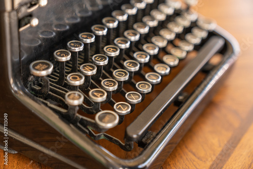 old typewriter on white background