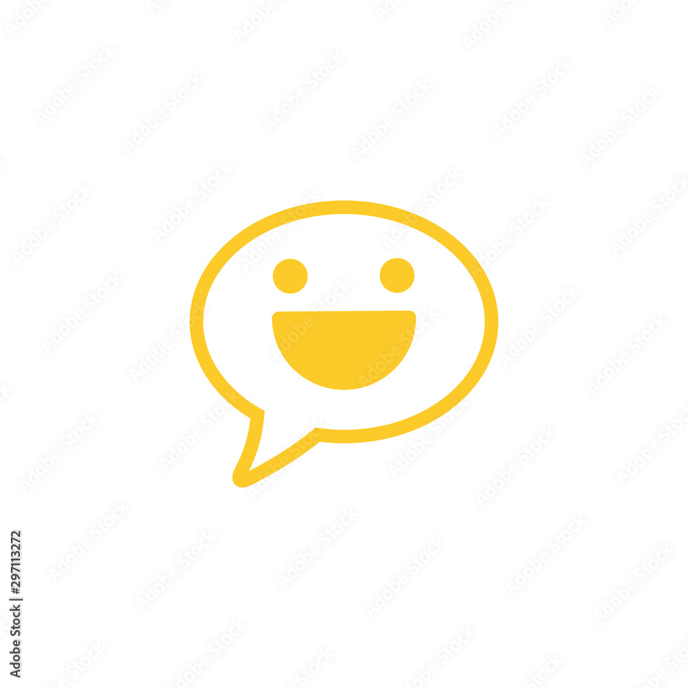 Happy emoticon sign. Smile chat line icon. Speech bubble symbol. Colorful outline concept. Yellow thin line smile chat icon. Vector Happy emoticon sign. Smile chat line icon. Speech bubble symbol. Colorful outline concept. Yellow thin line smile chat icon. Vector