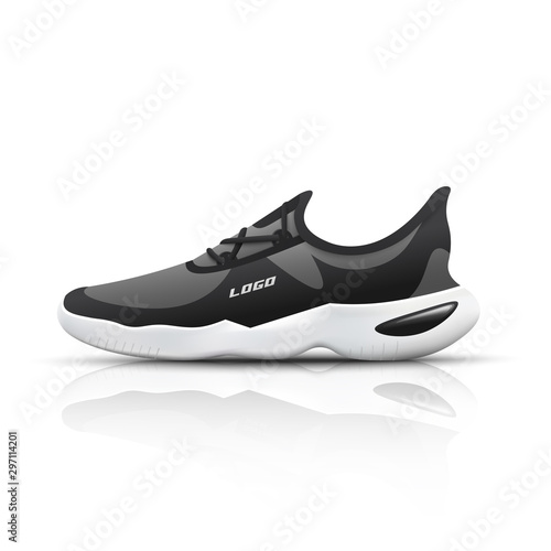 Realistic Sport running sneakers for training and fitness on white background. High Quality Vector illustration