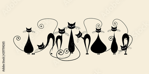 Śmieszna rodzina kotów, czarna sylwetka