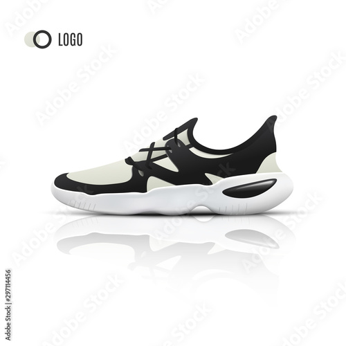 Realistic Sport running sneakers for training and fitness on white background. High Quality Vector illustration