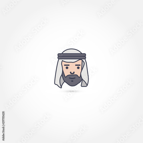 Vector Icon Illustration of Arab man portrait in a traditional headdress.