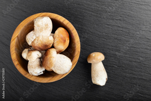 raw porcini mushrooms in a plate