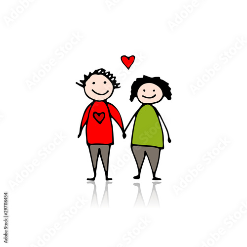 Couple in love, sketch for your design