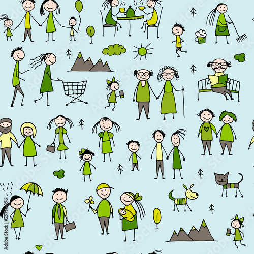 Family set, seamless pattern design