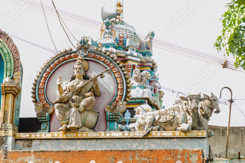 Statues of hindu deities in ancient South Asian Temple, Tamil Nadu, India