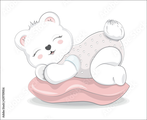 sleeping girl baby bear