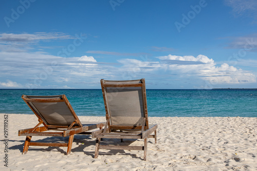 chairs on the beach of hanimaadhoo (maldives)