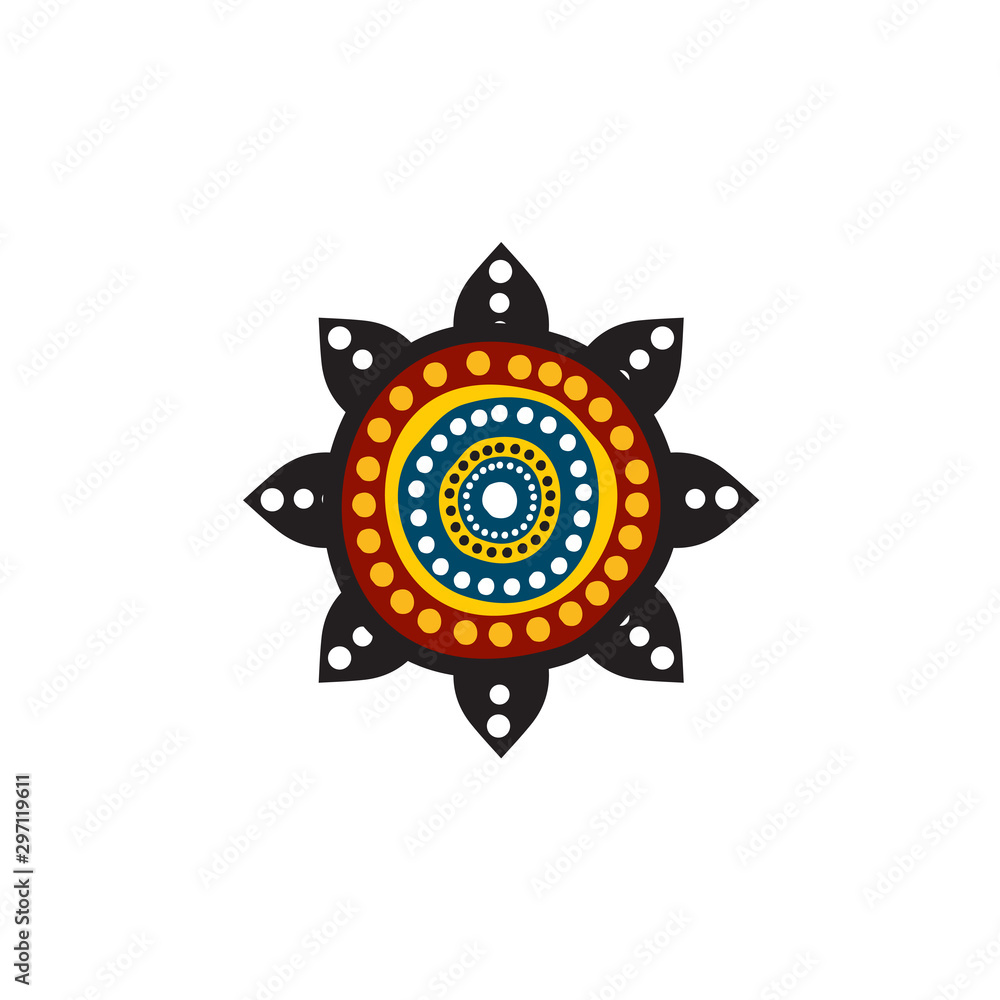 Fototapeta premium Aboriginal art dots painting icon logo design vector template