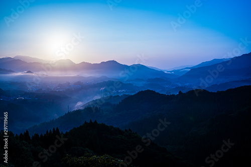 sunrise in mountains, Takachiho, Miyazaki