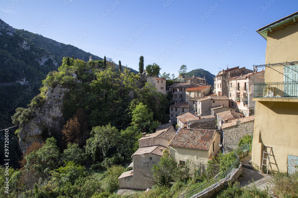 The 12th century French village of Peille in the French Alps
